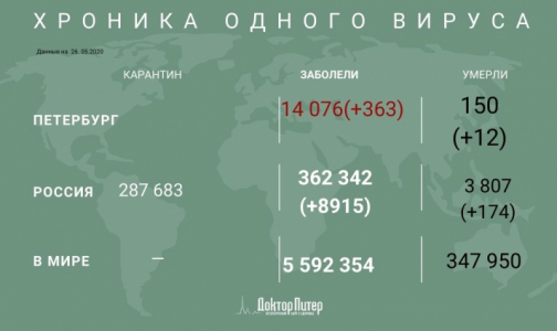 За последние сутки коронавирус выявили у 363 петербуржцев