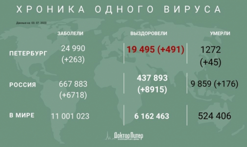В Петербурге за сутки коронавирусом заразились 263 человека