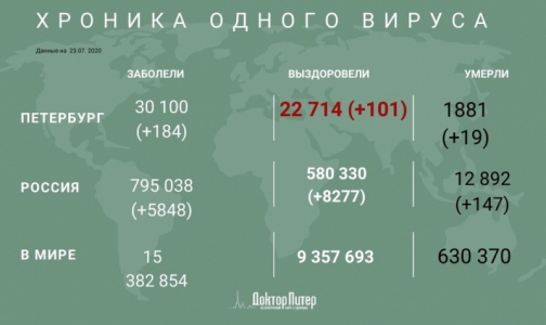 Число заразившихся коронавирусом петербуржцев превысило 30 тысяч