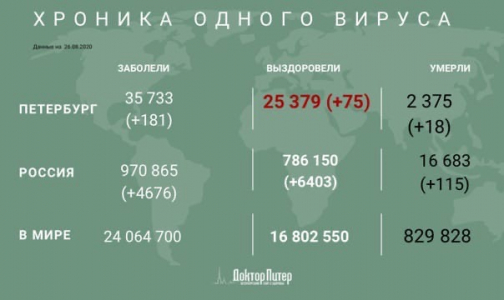 За сутки коронавирусом заразился еще 181 петербуржец